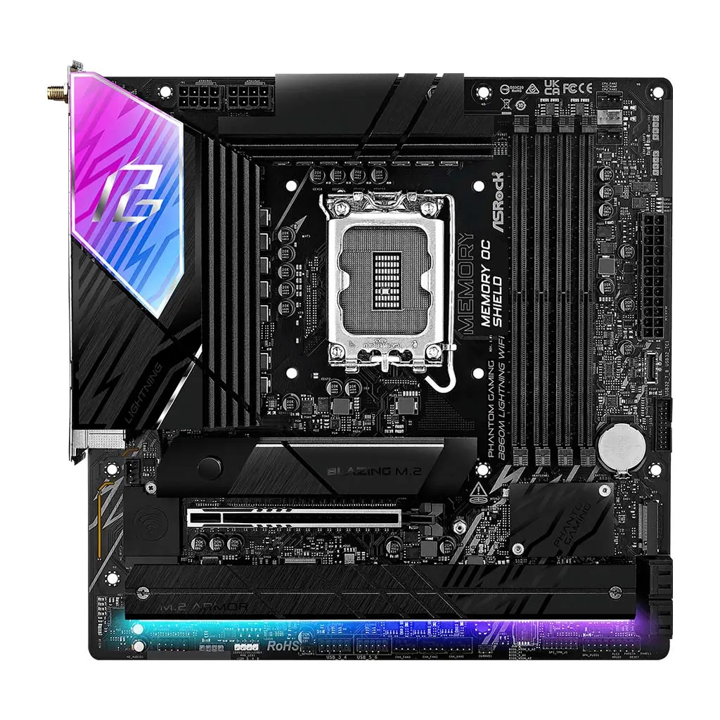 ASRock Phantom Gaming B860M Lightning WiFi DDR5 Intel LGA1851 Micro ATX Gaming Motherboard with WiFi 6E and Thunderbolt 4 - Image 3