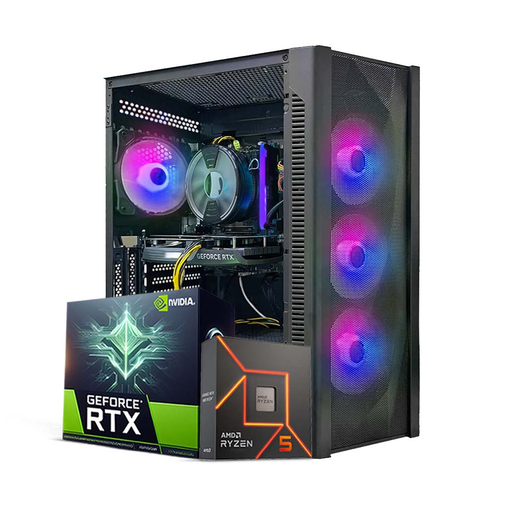 Battelborn Gaming PC, AMD Ryzen 5 9600X, NVIDIA GeForce RTX 5060 8GB Graphics Card, 16GB DDR5 RAM, 1TB NVMe SSD, Windows 11 Pro, RGB Black Gaming Case