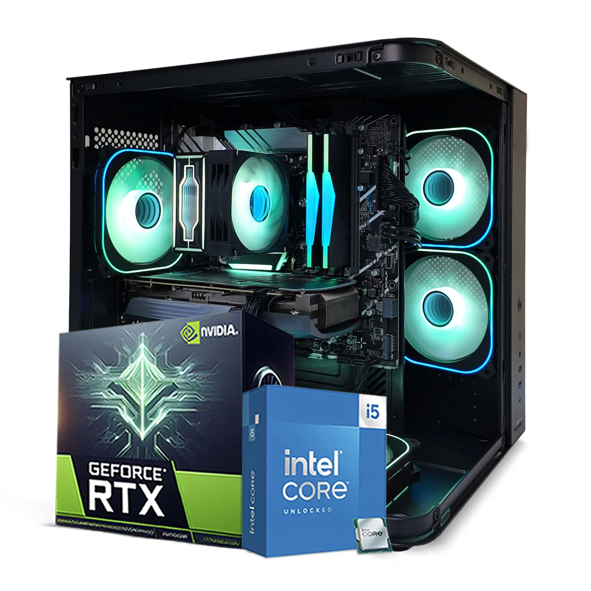 Compact Gaming PC, Intel Core i5-12400F, NVIDIA GeForce RTX 5060 8GB Graphics Card, 16GB DDR4 RAM, 1TB NVMe SSD, Windows 11 Pro, RGB Black Gaming Case