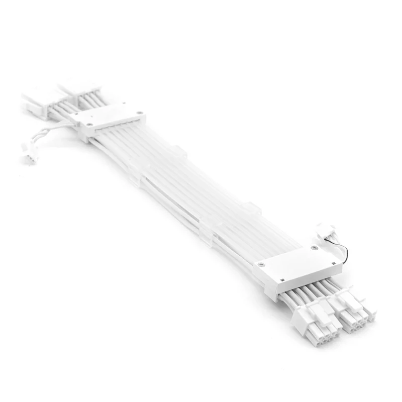 8 Pin x2 RGB PSU Lighting Cables, 5V 3pin Connectors 30cm, ARGB Motherboard Power Supply Cable, Sleeved Cable Extension Kit, Strimmer Extension Cable Kit, Sync for PC CPU/PCIE Cable Extension Kit, White - Image 4