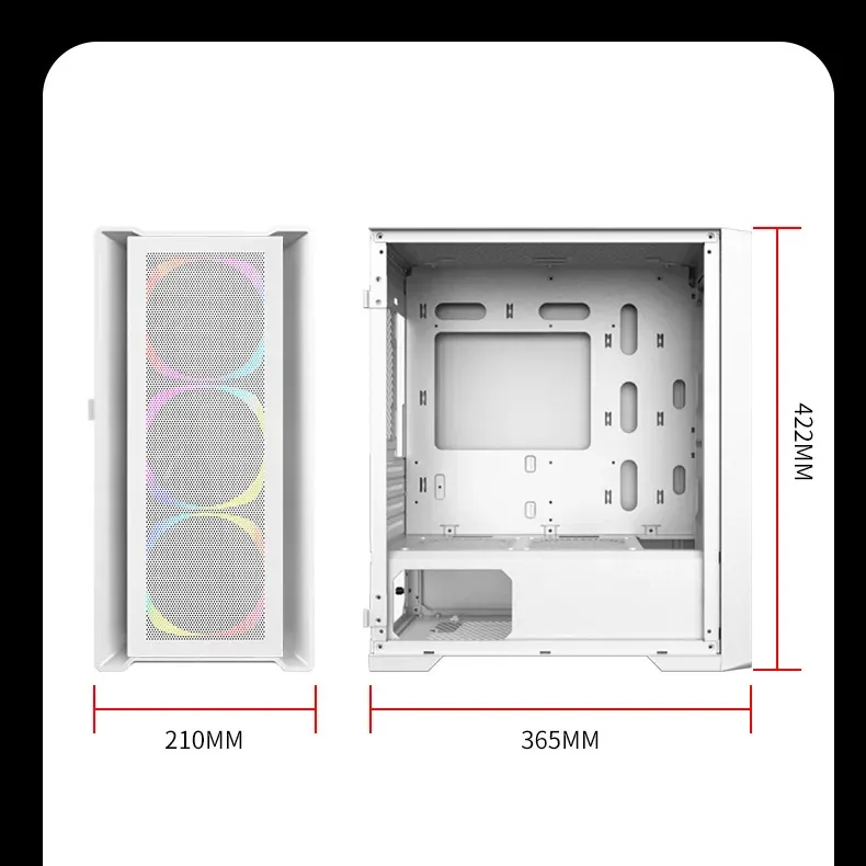 Aurora ATX/M-ATX/ITX Gaming PC Desktop Computer Case Black with Side Tempered Glass Panels with 6 Fan Support - Image 9