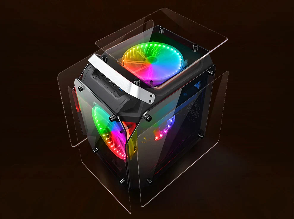 Airflow ATX Desktop Case USB 3.0 Ports with Tempered Glass Panels Gaming Desktop Computer Case Side Glass E-sports Chassis M-ATX Motherboard 2x200mm Fan, Tempered Glass ATX/M-ATX Computer PC Case Black - Image 10