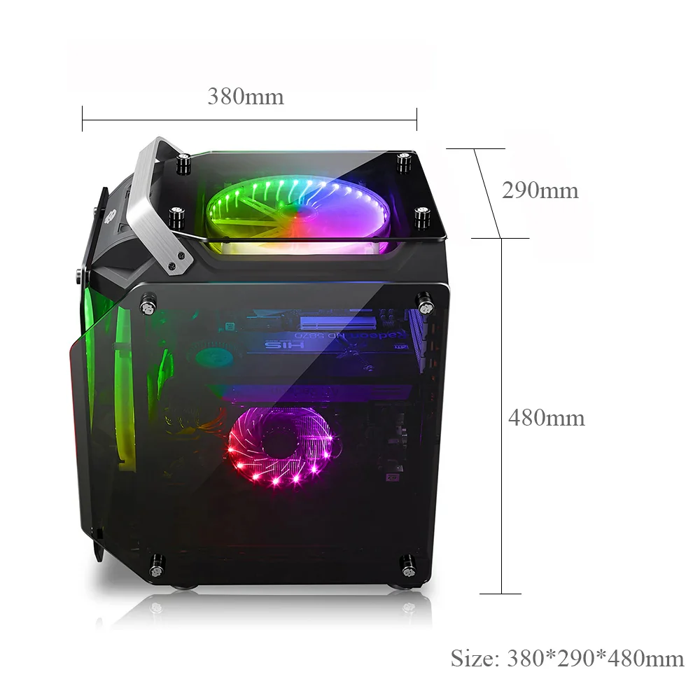 Airflow ATX Desktop Case USB 3.0 Ports with Tempered Glass Panels Gaming Desktop Computer Case Side Glass E-sports Chassis M-ATX Motherboard 2x200mm Fan, Tempered Glass ATX/M-ATX Computer PC Case Black - Image 3