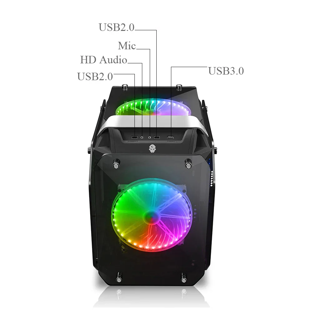 Airflow ATX Desktop Case USB 3.0 Ports with Tempered Glass Panels Gaming Desktop Computer Case Side Glass E-sports Chassis M-ATX Motherboard 2x200mm Fan, Tempered Glass ATX/M-ATX Computer PC Case Black - Image 4