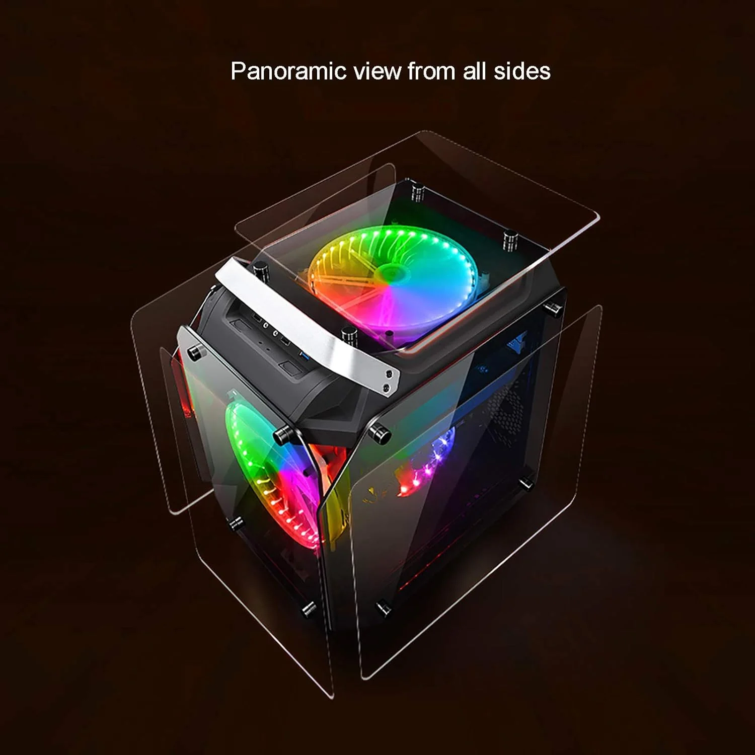 Airflow ATX Desktop Case USB 3.0 Ports with Tempered Glass Panels Gaming Desktop Computer Case Side Glass E-sports Chassis M-ATX Motherboard 2x200mm Fan, Tempered Glass ATX/M-ATX Computer PC Case Black - Image 6