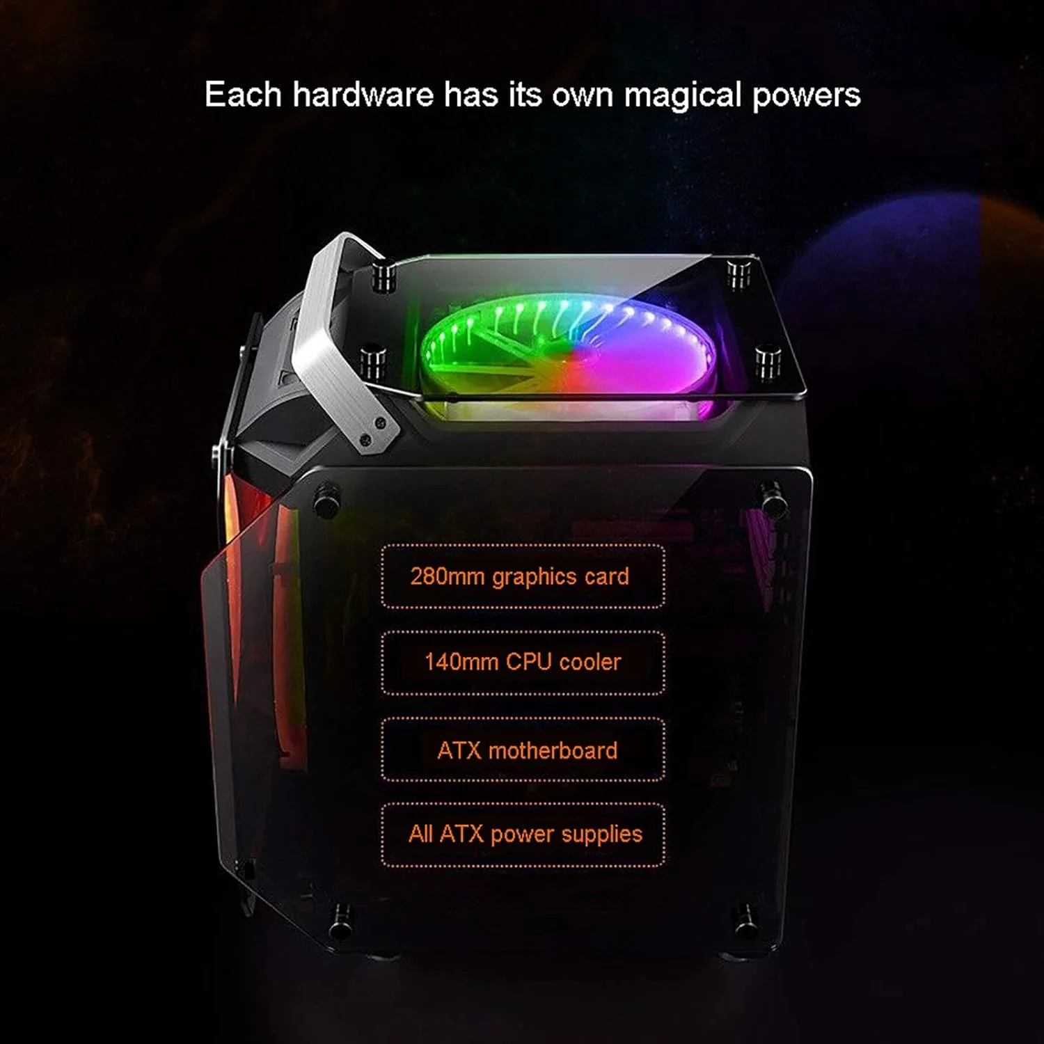 Airflow ATX Desktop Case USB 3.0 Ports with Tempered Glass Panels Gaming Desktop Computer Case Side Glass E-sports Chassis M-ATX Motherboard 2x200mm Fan, Tempered Glass ATX/M-ATX Computer PC Case Black - Image 8