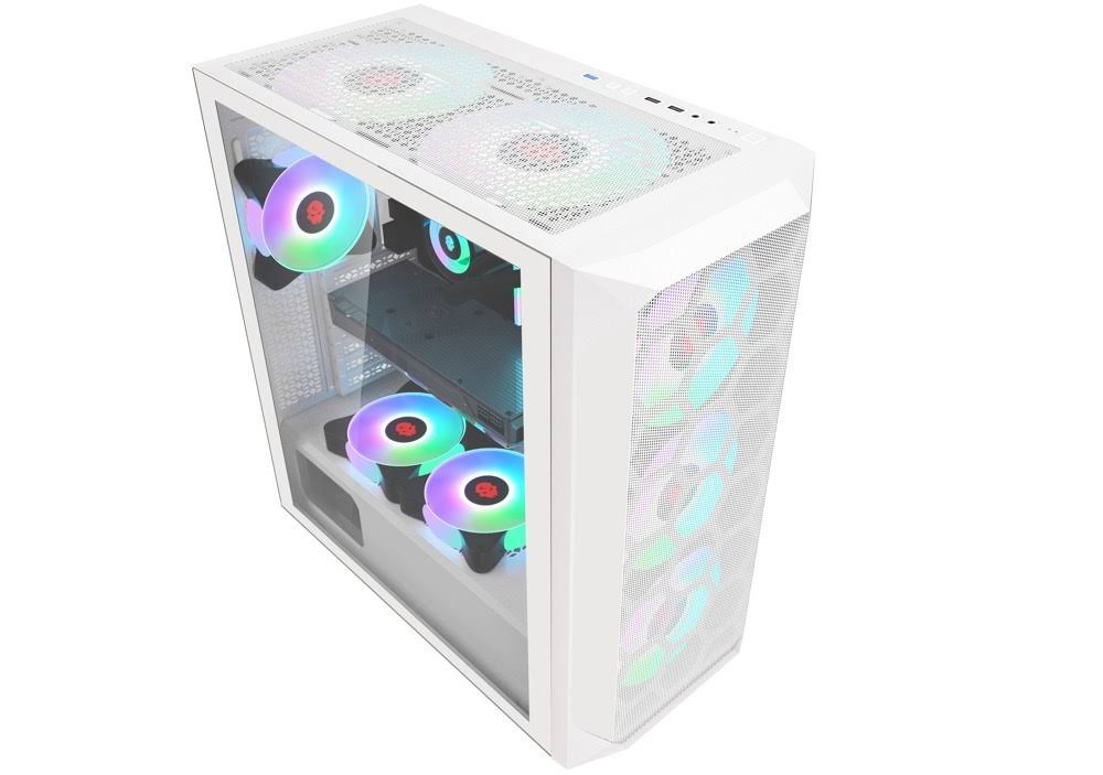 Pleiades E-ATX/ATX/M-ATX Gaming PC Desktop Computer Case Full Tower White with Side Tempered Glass Panels with 8 Fan Support (Fans not including) - Image 5