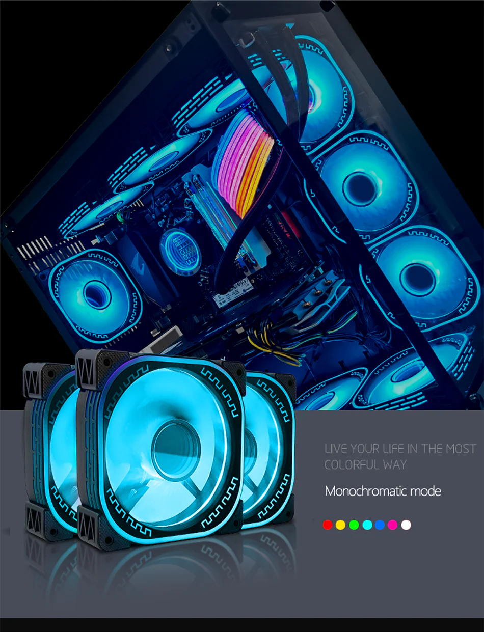 TrueNort Pc Case Fan 120mm RGB 6Pin 12V 3W White, Single Fan | YM1200 - Image 5