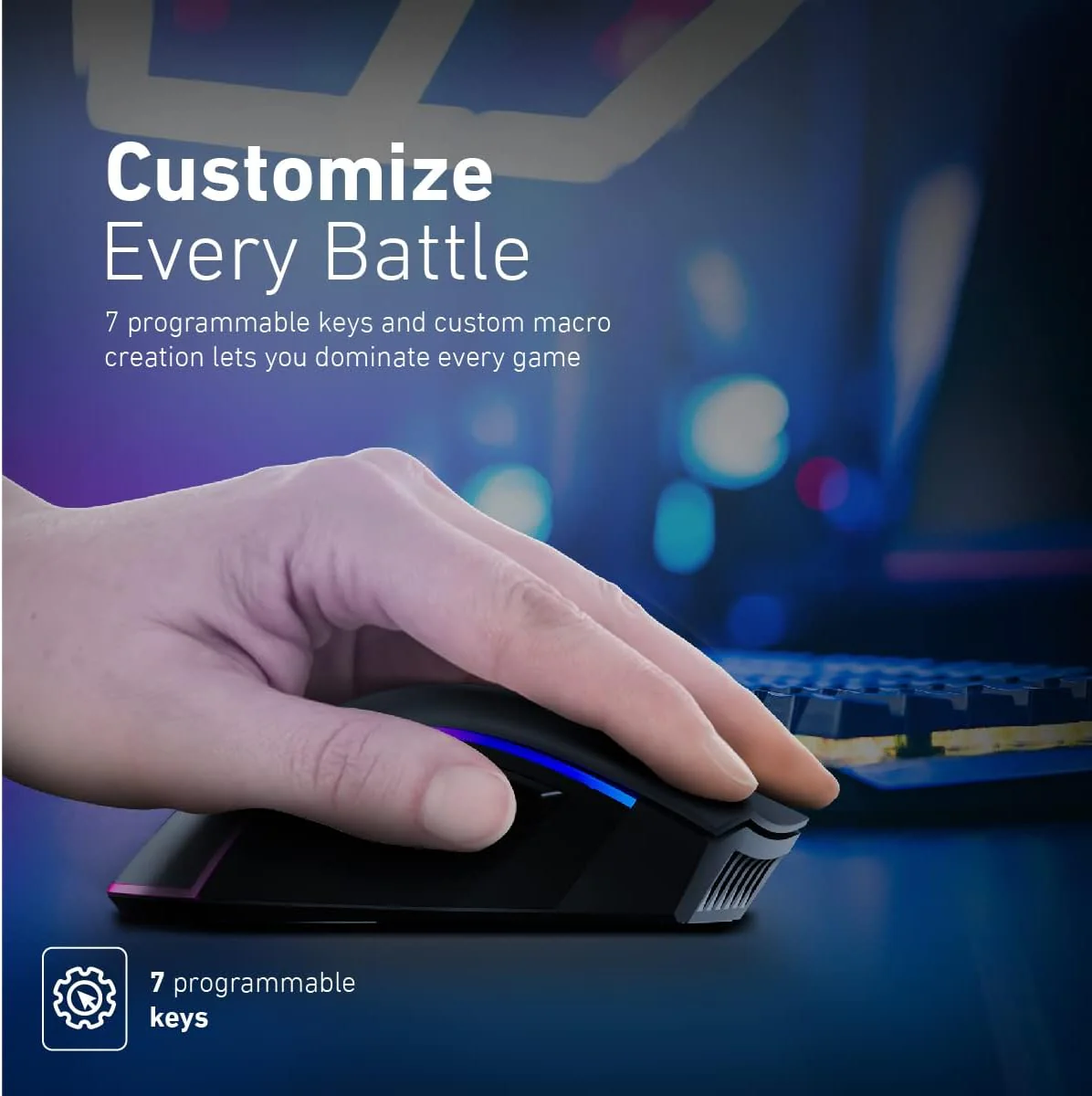 Vertux Mustang Wireless Gaming Mouse Charging Dock 1000 DPI Optical Sensor 7 Programmable Buttons RGB Light Wireless Gaming Mouse Long Battery Gaming Mouse Black - Image 5