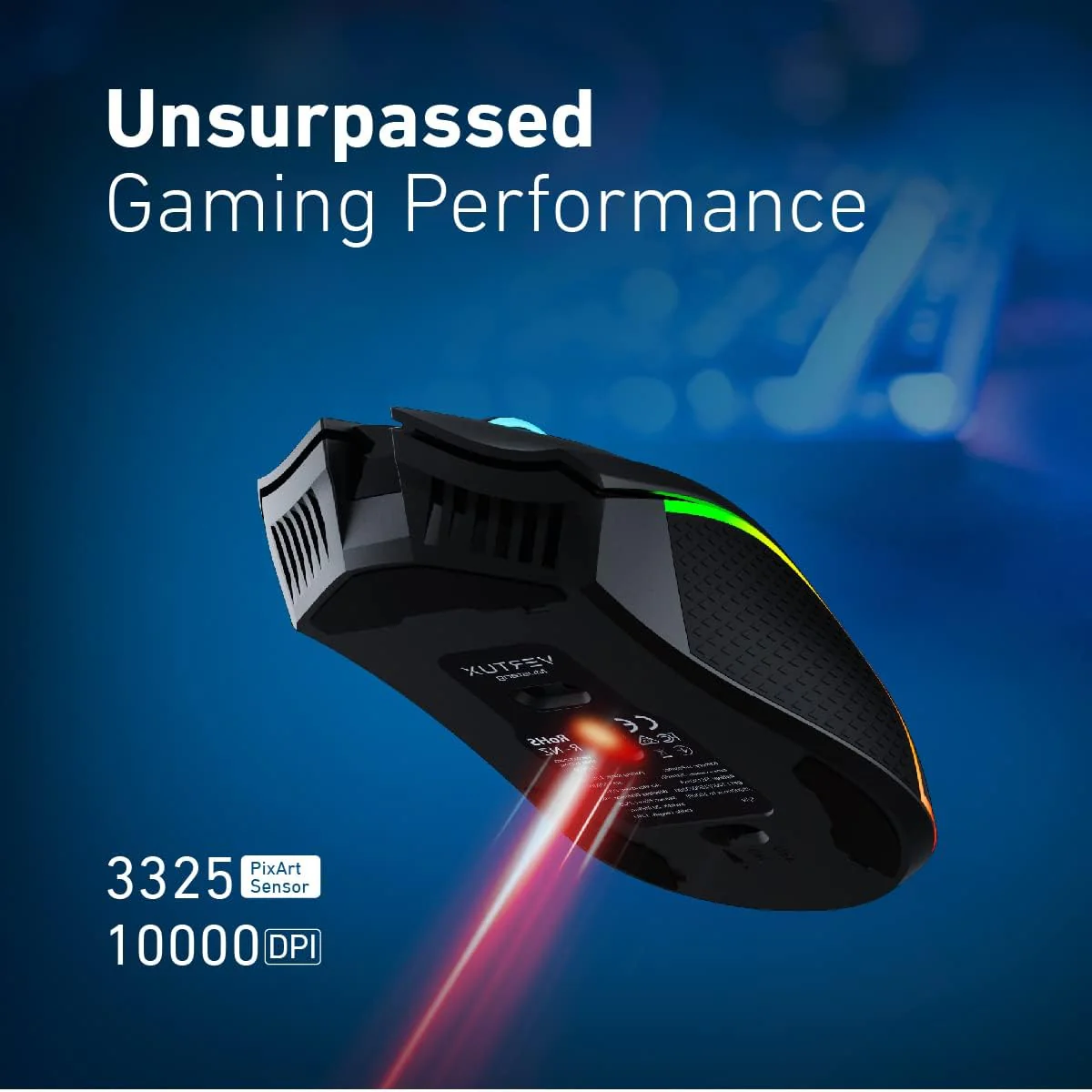 Vertux Mustang Wireless Gaming Mouse Charging Dock 1000 DPI Optical Sensor 7 Programmable Buttons RGB Light Wireless Gaming Mouse Long Battery Gaming Mouse Black - Image 7