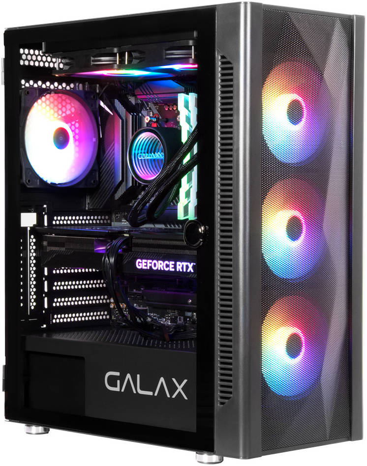 Galax Revolution 06 ATX Mid Tower Case ARGB Airflow Fits Up to 6*120mm Fans 360mm Radiators Gaming Case with USB 3.0/2.0 Interface, Glass Side Panel, Black - Image 2