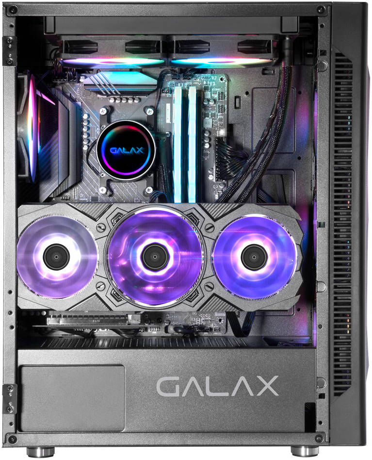 Galax Revolution 06 ATX Mid Tower Case ARGB Airflow Fits Up to 6*120mm Fans 360mm Radiators Gaming Case with USB 3.0/2.0 Interface, Glass Side Panel, Black - Image 3