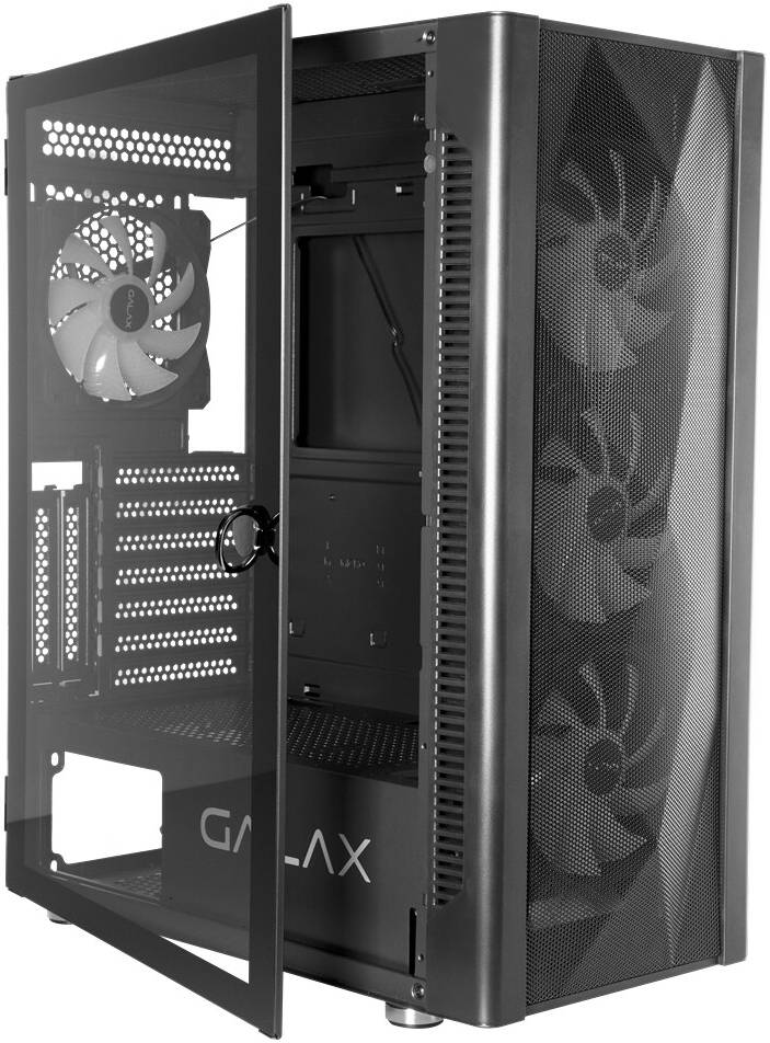Galax Revolution 06 ATX Mid Tower Case ARGB Airflow Fits Up to 6*120mm Fans 360mm Radiators Gaming Case with USB 3.0/2.0 Interface, Glass Side Panel, Black - Image 6