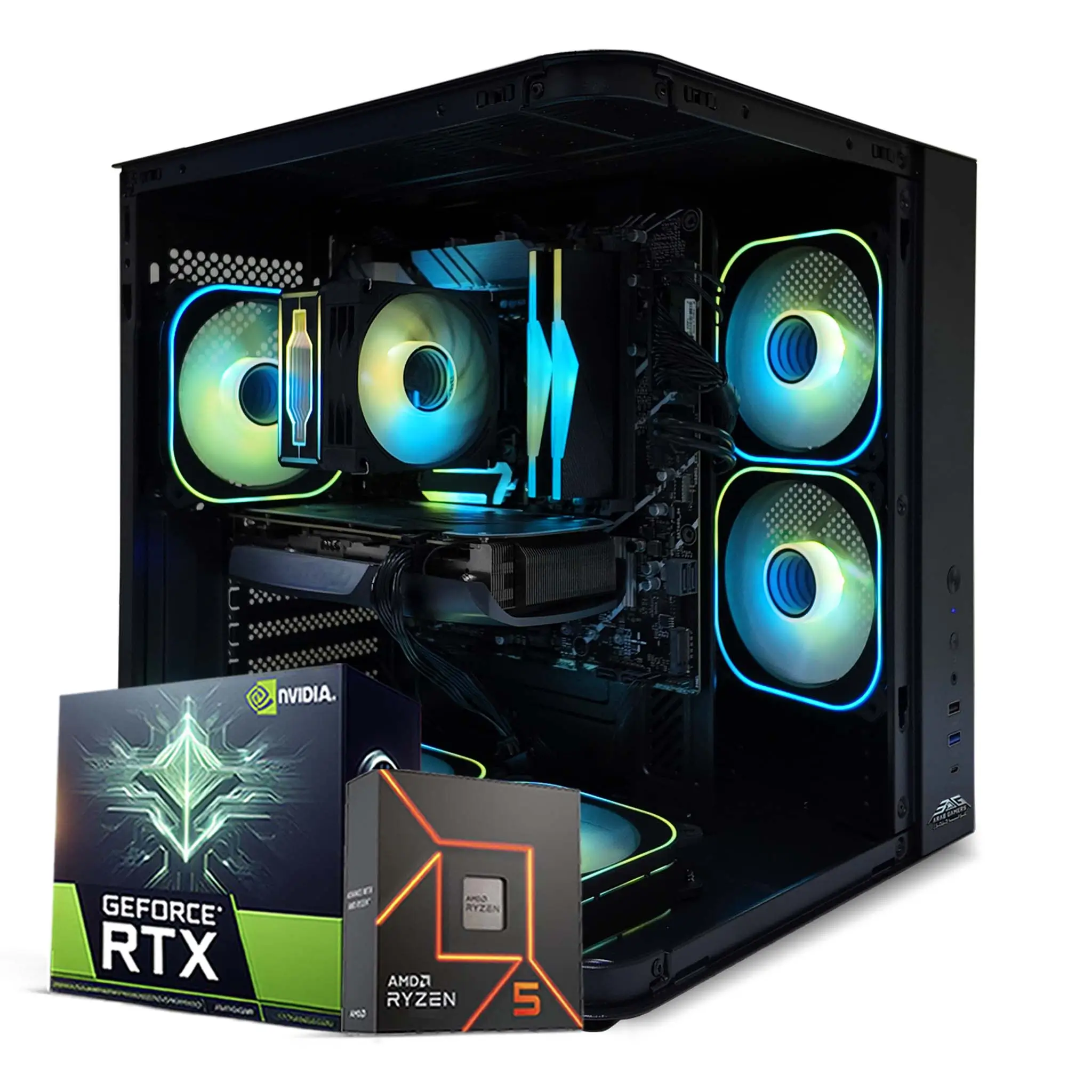 Gaming PC BitStorm, AMD Ryzen 5 8500G, NVIDIA GeForce RTX 5060 8GB GDDR7 Graphics Card, 16GB DDR5 RAM, 1TB NVMe SSD, Windows 11 Pro, RGB Black Gaming Case