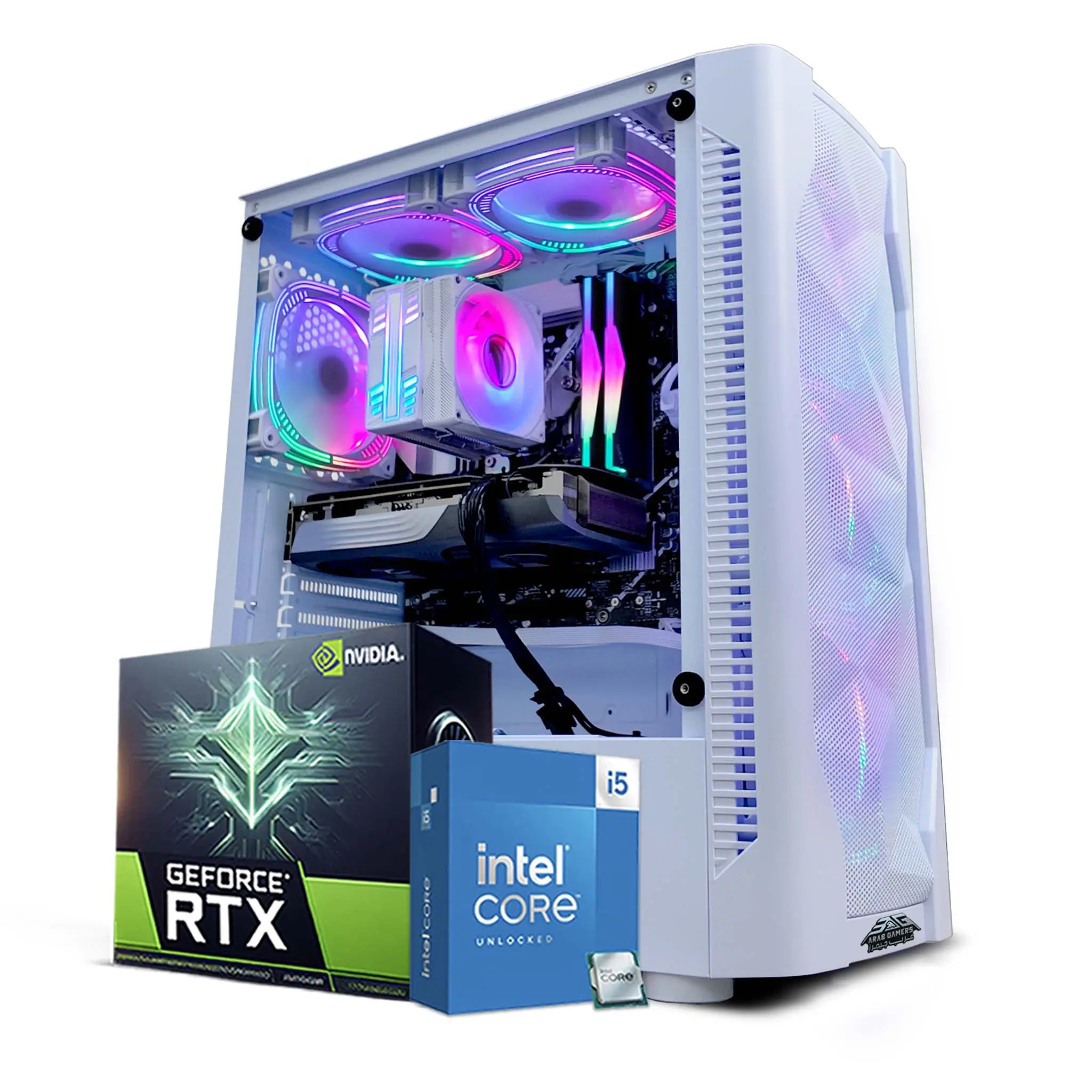 Gaming PC Core i5, Intel Core i5-12400F, NVIDIA GeForce RTX 5050 8GB Graphics Card, 16GB DDR4 RAM, 1TB SSD, Windows 11 Pro, RGB White Gaming Case