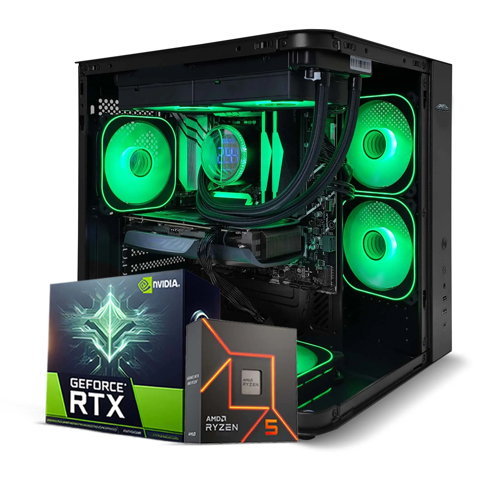 Gaming PC Nitro, AMD Ryzen 5 8400F, NVIDIA GeForce RTX 5060 8GB GDDR7 Graphics Card, 16GB DDR5 RAM, 1TB NVMe SSD, Windows 11 Pro, RGB Black Gaming Case