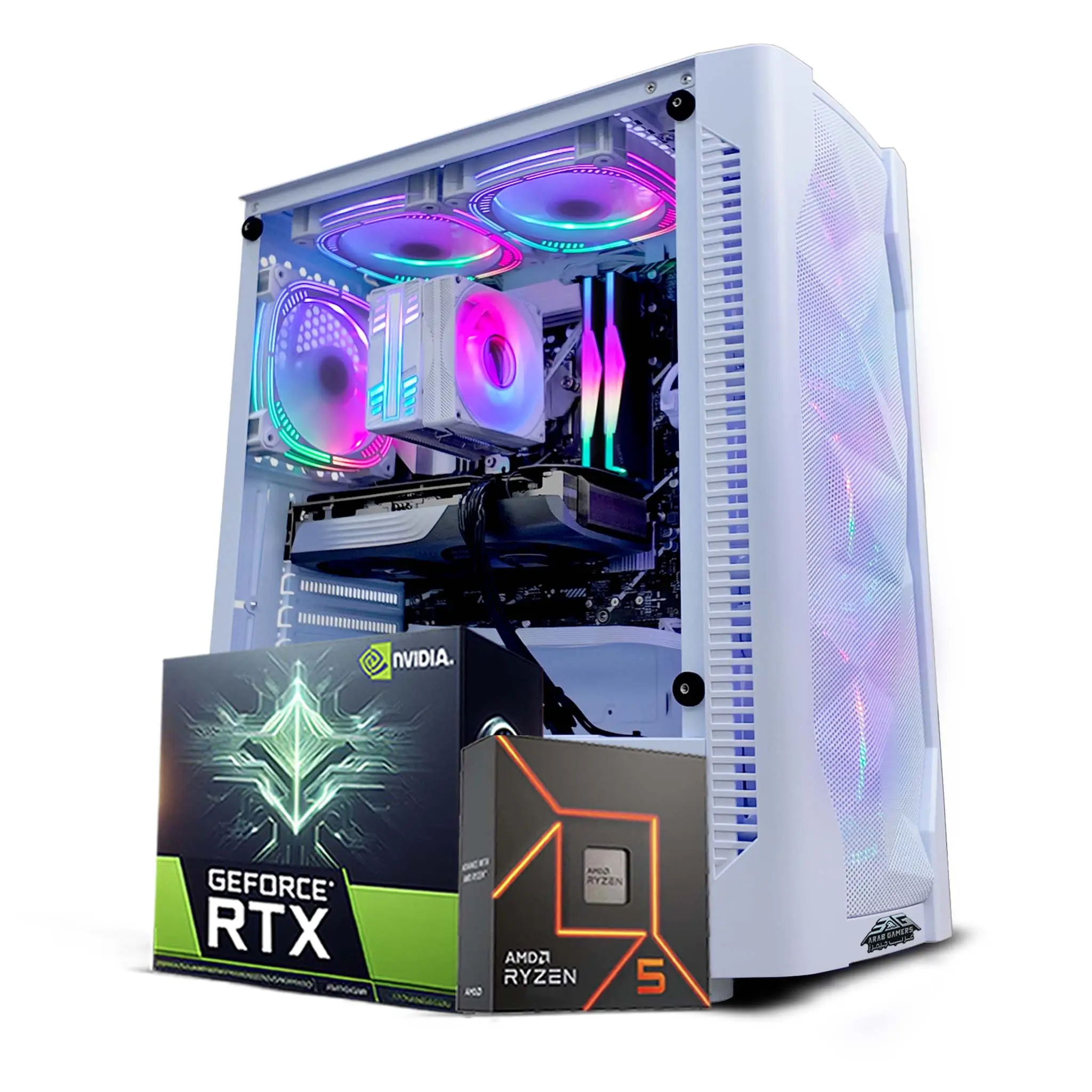 Gaming PC Prebuilt, AMD Ryzen 5 5500, NVIDIA GeForce RTX 3050 6GB Graphics Card, 16GB RAM, 1TB NVMe SSD, Windows 11 Pro, RGB White Gaming Case