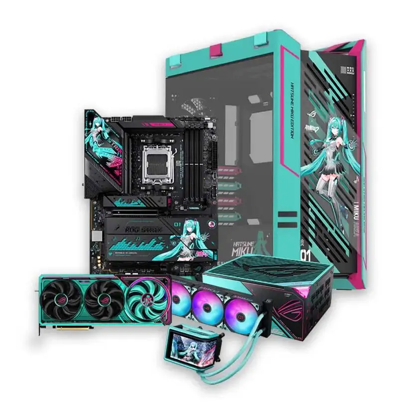 Hatsune Miku Gaming PC, AMD Ryzen 7 9800X3D, RTX 5080 16GB GPU, 32GB DDR5 RAM, 1TB SSD, Windows 11 Pro