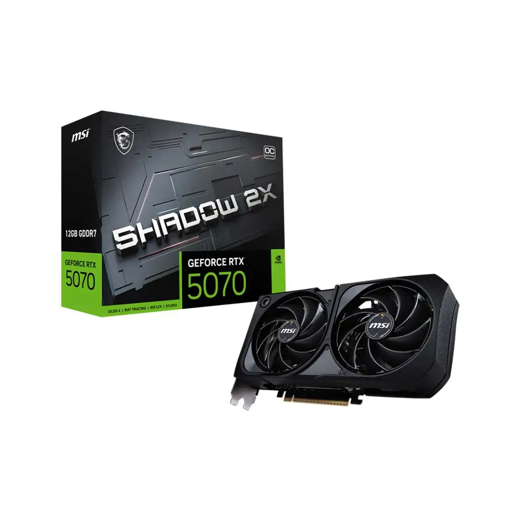 MSI GeForce RTX 5070 12GB Shadow 2X OC GDDR7 Graphics Card, 192-Bit Memory, 2542 MHz Boost Clocks, 28 Gbps Memory Speed, 6144 CUDA Cores, PCI Express Gen 5 | 912-V532-076