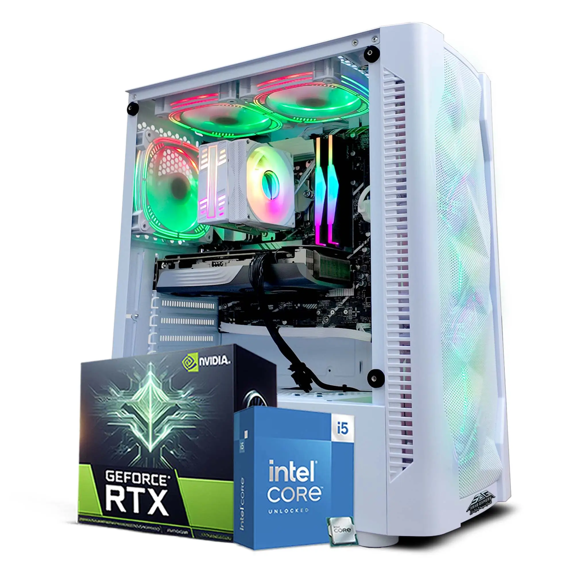 Neon Gaming PC, Intel Core i5-12400F, NVIDIA RTX 3050 8GB Graphics, 16GB DDR4 RAM, 512GB NVMe SSD, Windows 11 Pro, RGB Black Case