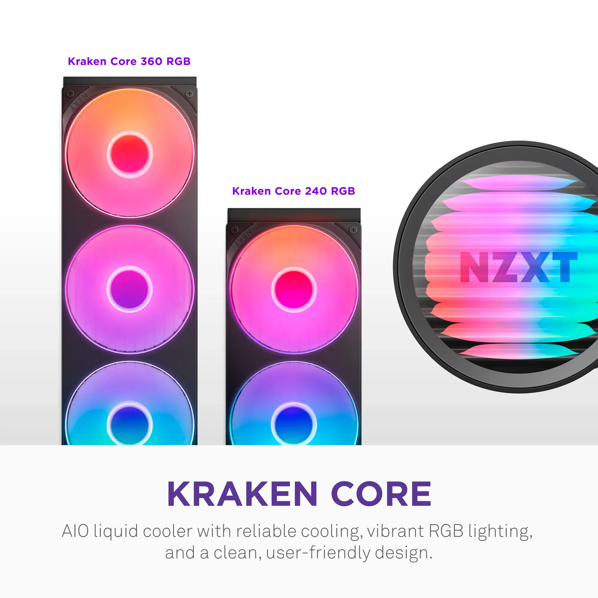 NZXT Kraken Core 360 RGB 360mm ARGB Liquid CPU Cooler Black | RL-KR36C-B1 - Image 3