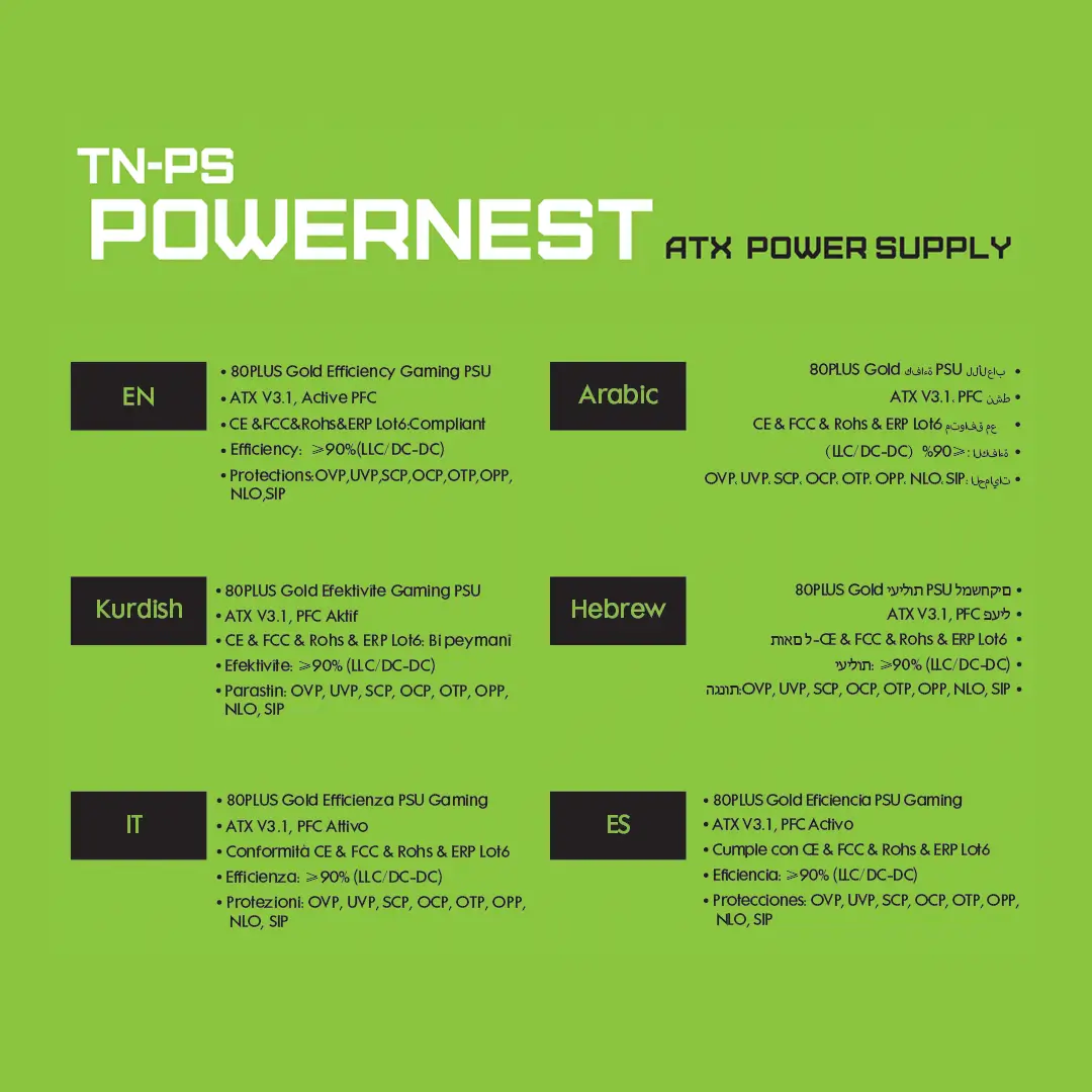 TrueNort 850W PSU 80 Plus Gold  Full Modular Power Supply ATX 3.1, PCIe 5.1, Efficient and Silent Performance Gaming Power Supply Compact 150mm Size, Black - Image 10