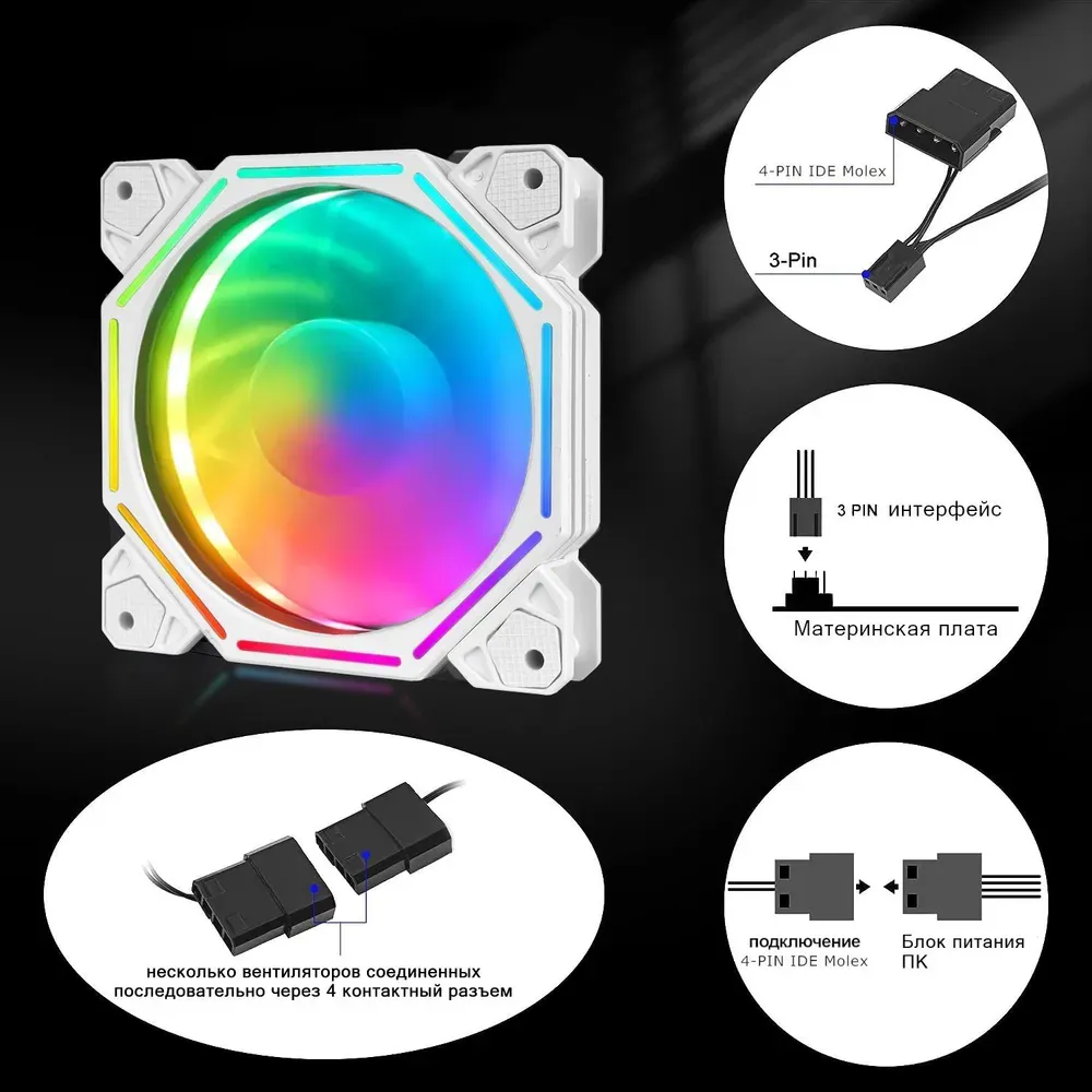 TrueNort Pc Case Fan 120mm RGB 6Pin 12V 3W White, Single Fan | BJ-120-01 - Image 13