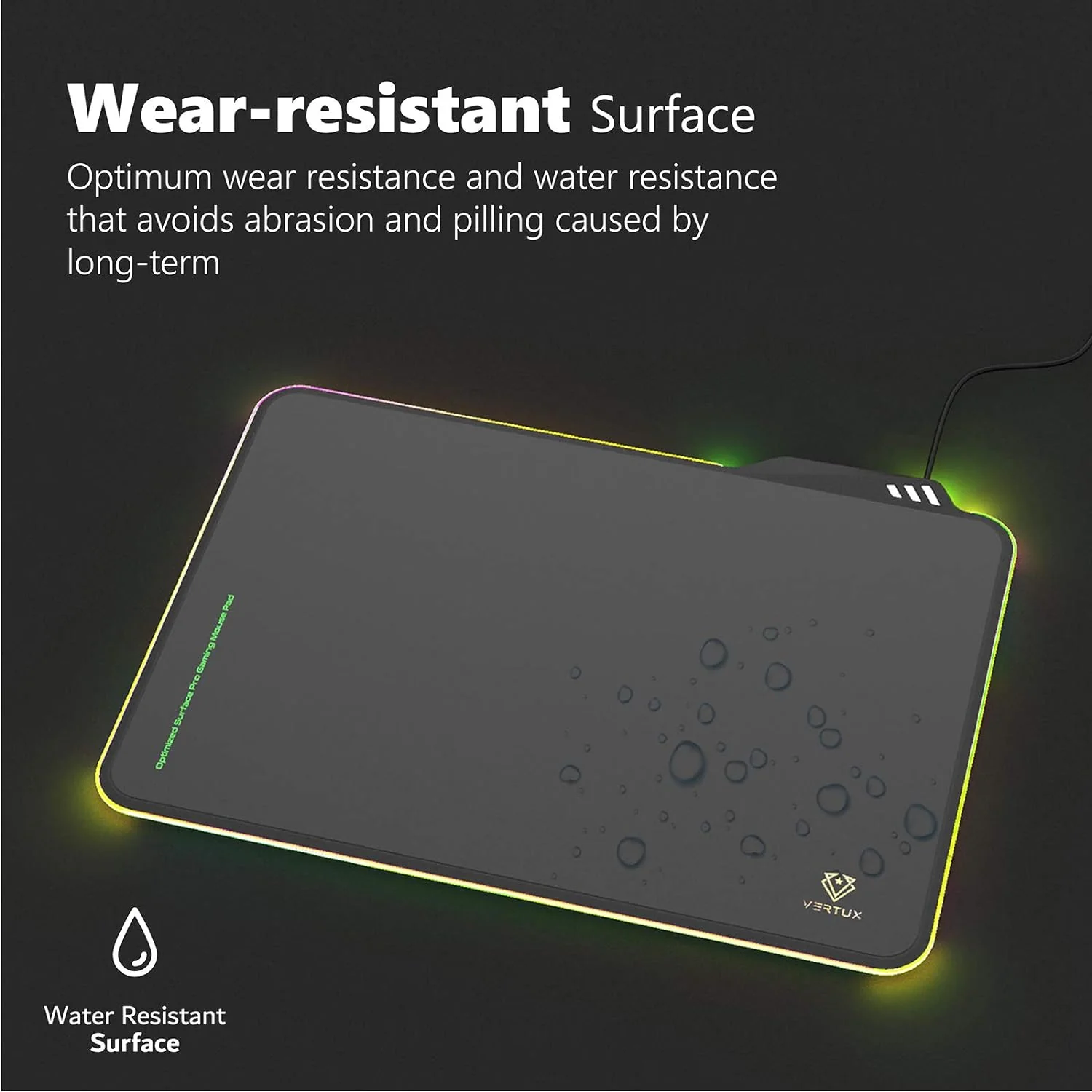 Vertux Gaming Mouse Pad | Fluxpad Optimized Low Resistance | Anti-Friction | Slim Gaming Mouse | Smooth LED | Stable Surface Mouse Pad | Wear-Resistant Gaming Mouse Pad-Black - Image 4