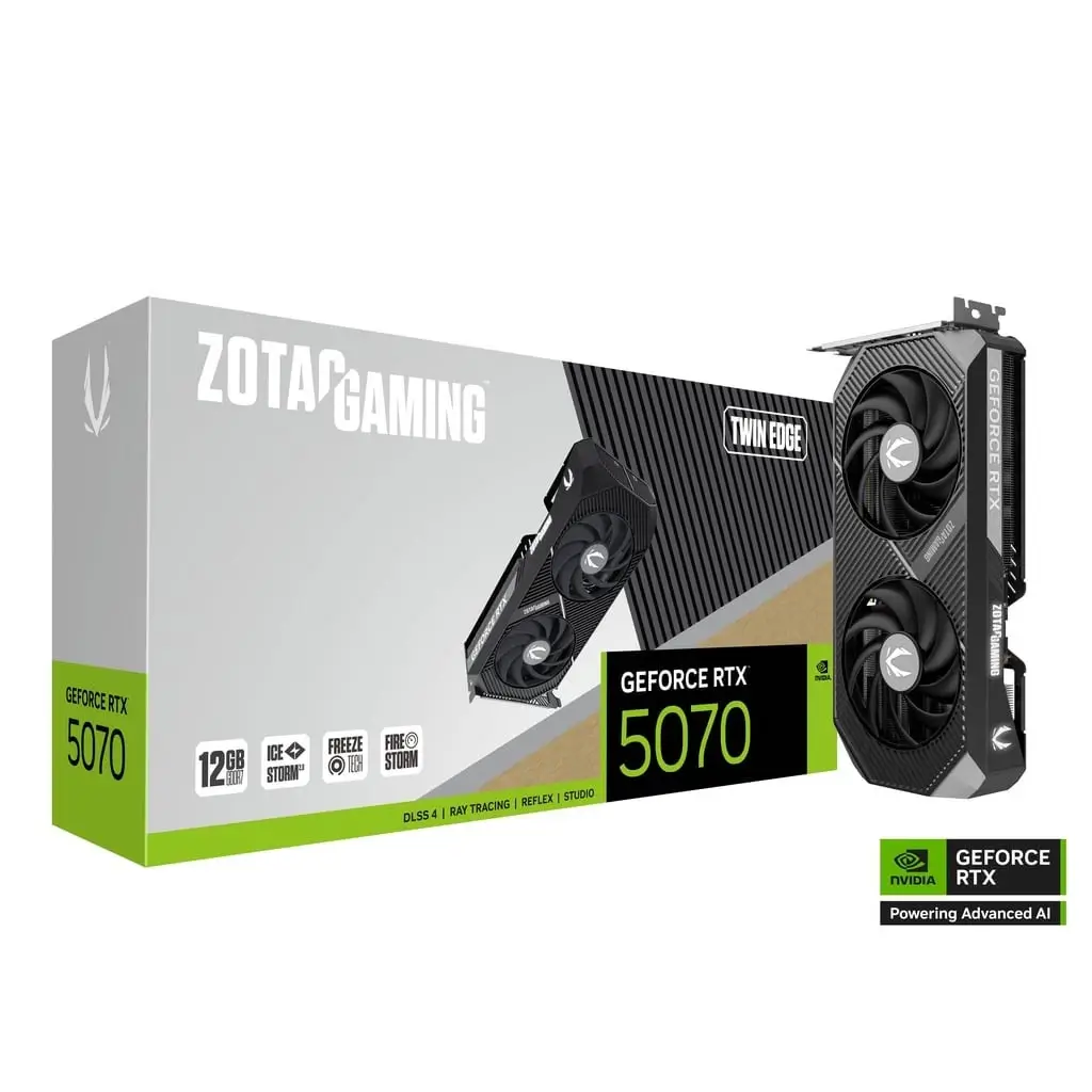 ZOTAC GAMING GeForce RTX 5070 Twin Edge 12GB GDDR7 Graphics Card | DLSS 4 | PCIe 5.0 | ZT-B50700E-10P